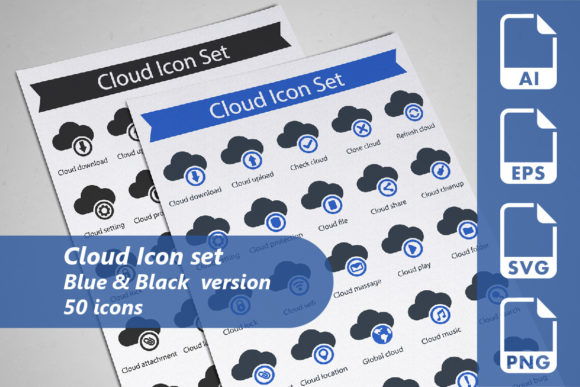 Cloud Icon Set Graphics for Crafting
