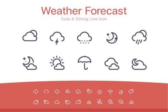 Weather Forecast Line Icon Graphics